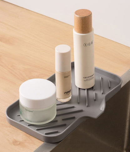 1/2pcs Kitchen Sink Silicone Tray With Drain Soap Sponge Storage Holder Countertop Sink Scrubber Brush Soap Storage Rack