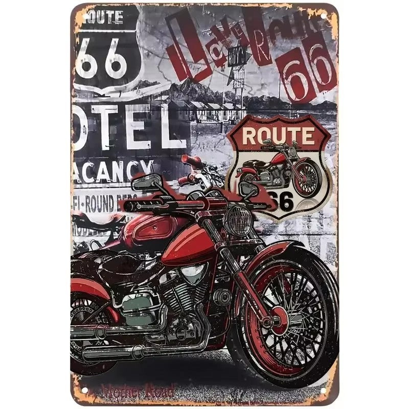 A retro Route 66 neon aluminum sign interesting Route 66 aluminum poster bar decoration restaurant decoration street decoration