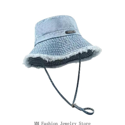Fashionable Fabric Fabric Hat Adjustable Rope Hat for Women Spring Autumn Outdoor Activity Sun Protective Headwear