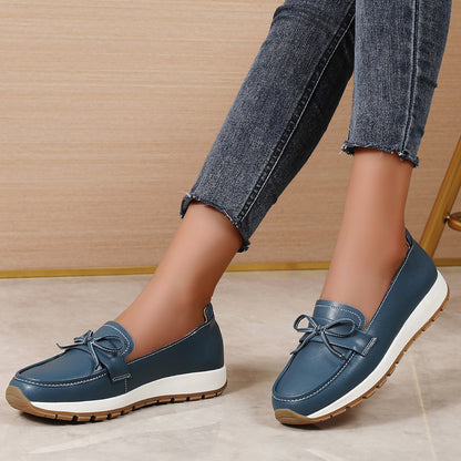 Genuine Leather Women Flats Fashion Casual Women Shoe Moccasins Shoes Woman Slip on Flat Shoes Black Ladies Shoes Plus Size