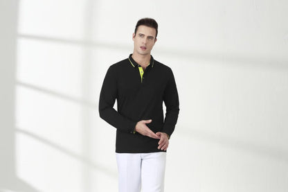 Cotton long sleeved T-shirt shirt polo shirt can print embroidered logo Spring and Autumn men's and women's work clothes