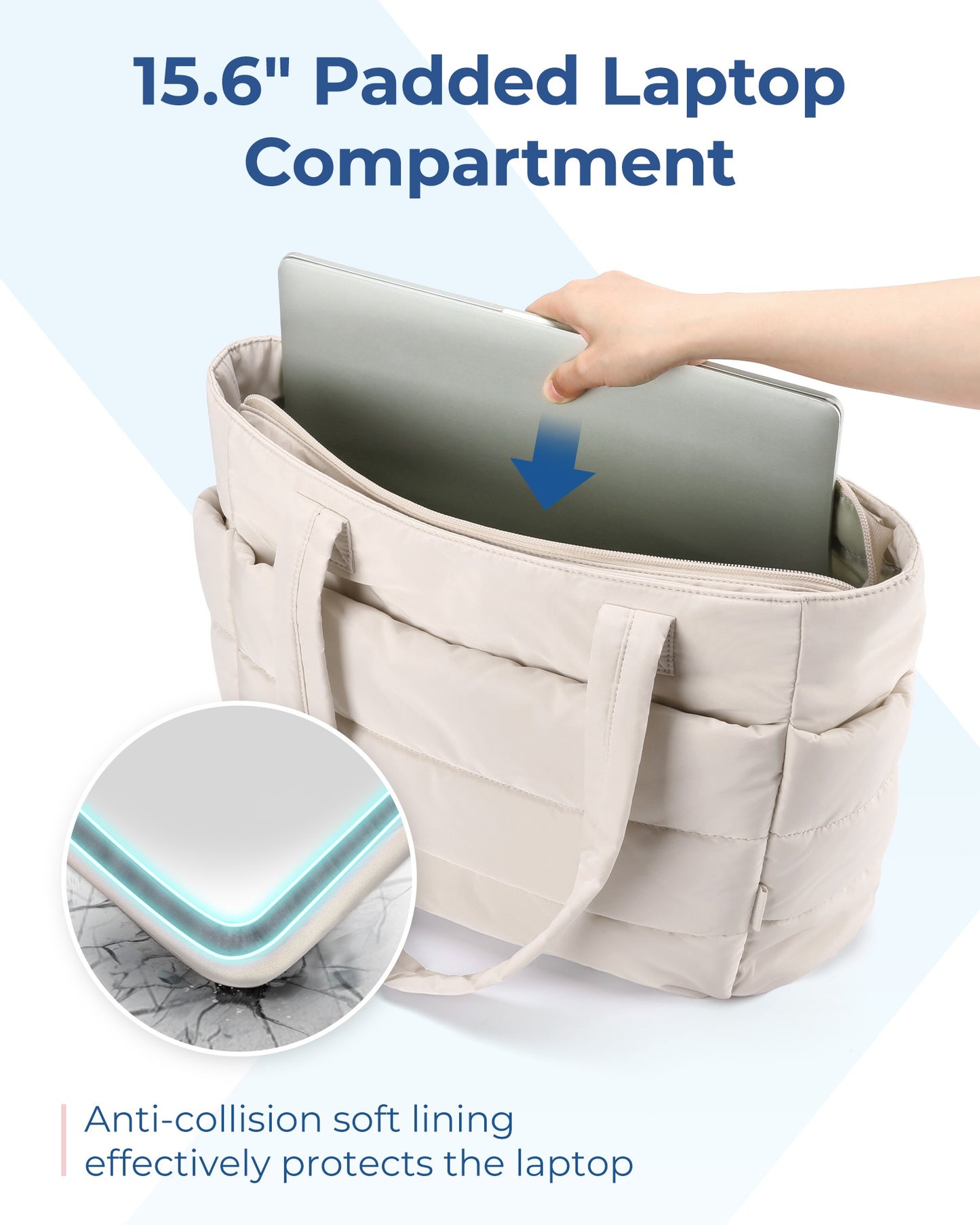 BAGSMART Women's Handbag Large Capacity Puffer Padded Tote Bag Lightweight College School Bags Fit 15.6in Laptop Hot Sale