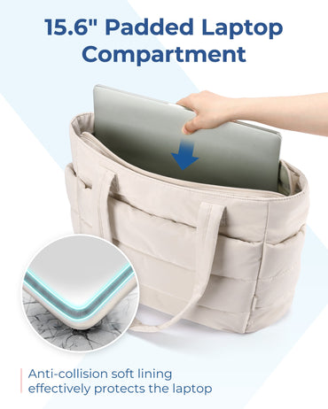 BAGSMART Women's Handbag Large Capacity Puffer Padded Tote Bag Lightweight College School Bags Fit 15.6in Laptop Hot Sale