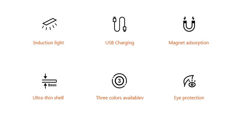 Ultra-thin USB LED Cabinet Light Hand Sweep / PIR Motion Sensor LED Rechargeable Aluminum kitchen Lamp Portable Night Lighting