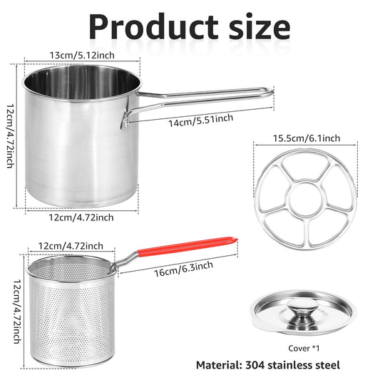 Deep Fryer with Strainer Basket and Handle Stainless Steel Fry Pot Food Grade Outdoor Fryer with Lid Portable Food Cooking Pot