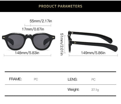 Óculos de sol pequenos redondos da moda femininos retrô com lentes transparentes Ocean Shades UV400 masculinos com rebites estilo punk