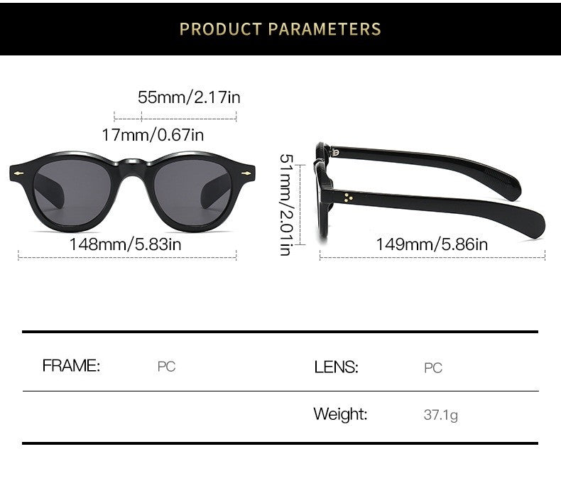 Óculos de sol pequenos redondos da moda femininos retrô com lentes transparentes Ocean Shades UV400 masculinos com rebites estilo punk