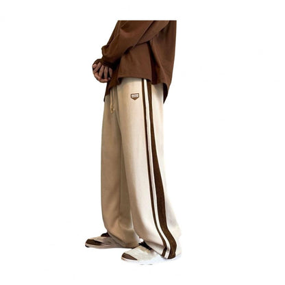 Casual Loose Fit Trousers Men's Thick Plush Wide Leg Sweatpants with Drawstring Waist Casual Streetwear for Hip for Comfort
