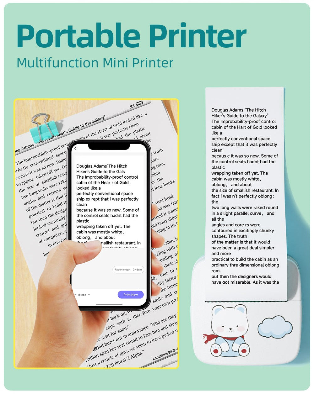 1200mAh Mini Printers Wireless Bluetooth Label Maker Printer 57mm Thermal Stickers Printer For School Home Text Photo Printing