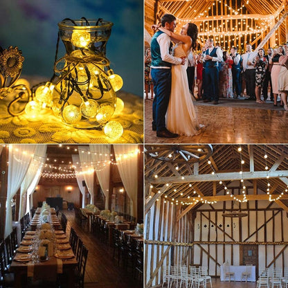 Solar String Lights Outdoor 200 Led Crystal Globe Lights Waterproof Solar Festoon Fairy Light for Garden Christmas Outdoor Decor