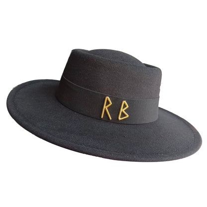 Fedora Chapéu de Copa Reta Chapéu de Outono/Inverno Chapéu RB Britânico Francês Chapéu de Copa Reta Chapéu Punk Jazz Chapéu de Aba Larga Gorras ??
