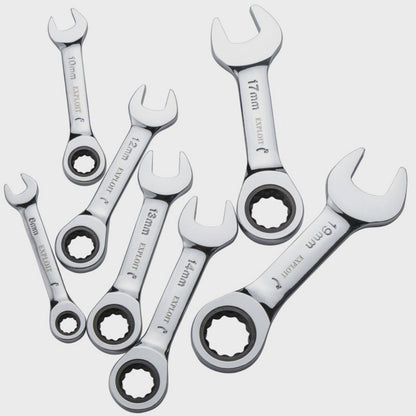 Short Handle Ratchet Spanner 6/7/8/9/10/11/12/13/14/15/16/17/18/19mm Fix Head Ratcheting Wrench Professional Spanner Hand Tools