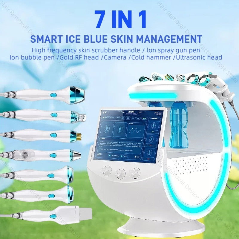 7 in 1 Smart Ice Blue Multifunctional Facial Care Instrument Facial Deep Cleansing Hydrating Microdermabrasion Machine