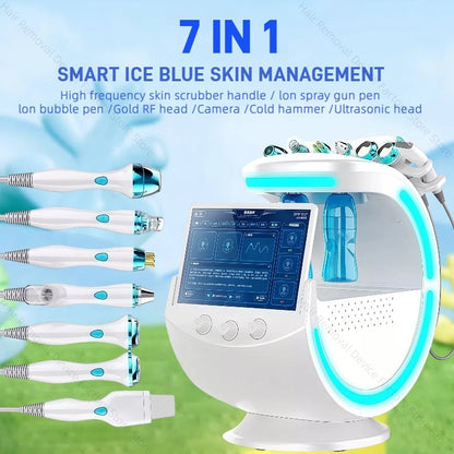 7 in 1 Smart Ice Blue Multifunctional Facial Care Instrument Facial Deep Cleansing Hydrating Microdermabrasion Machine