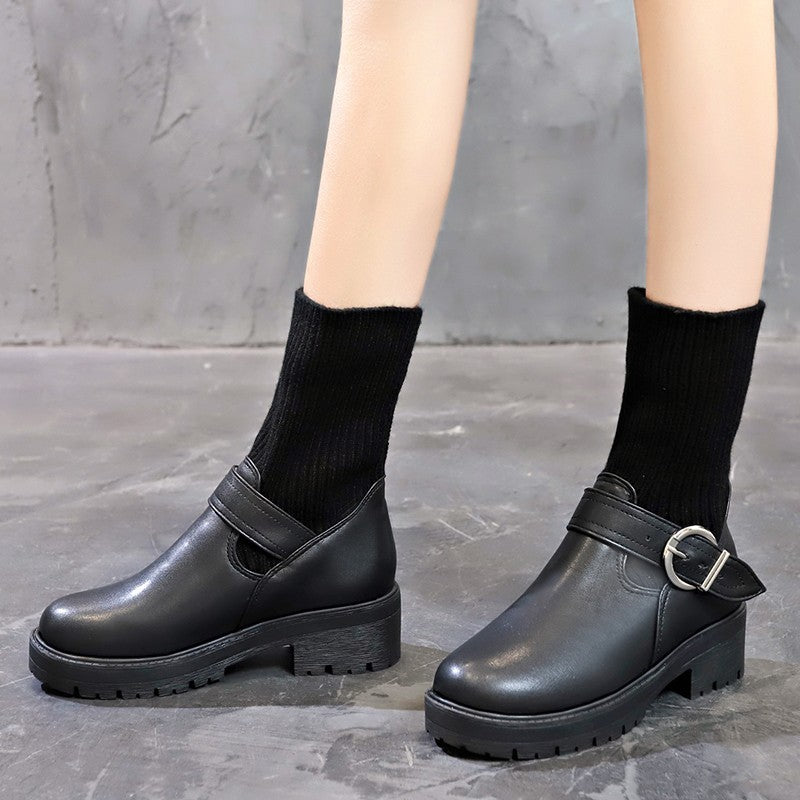 2025 Women's Shoes Luxury Chelsea Boot Women Leather Boot Chunky Winter Shoe Platform Ankle Boots Thick Heel Brand Designer