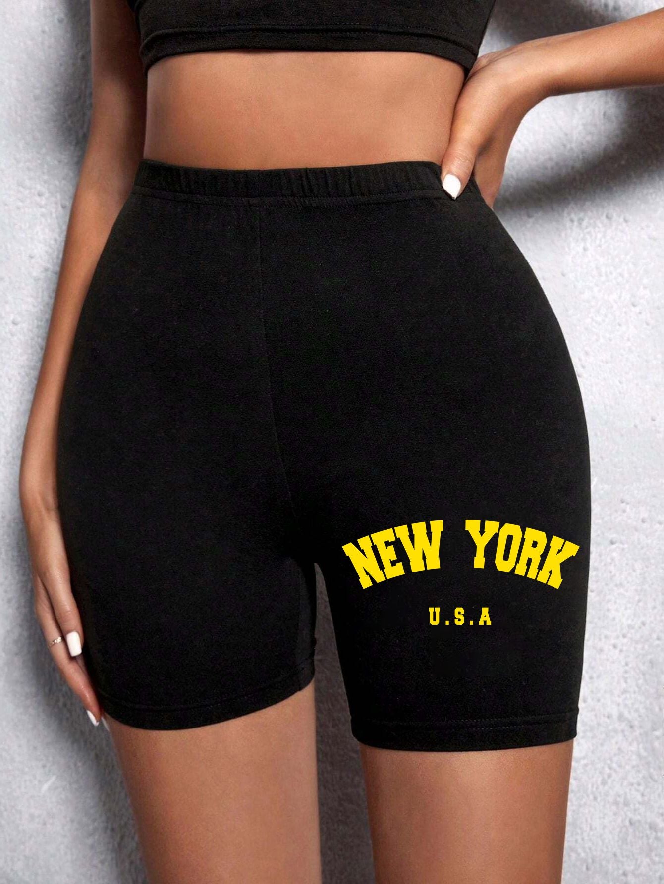 Summer Womens Sports Shorts  New York The Emipure City Letter Printing Fitness Short Pantsstretch Thin Soft Female Sport Swear