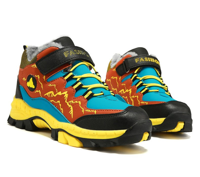 Winter Hiking Shoes Boy Kids Snow Boots Teenagers Children Shoe Walking Climbing Sneakers Leather Waterproof Non-slip Sport Warm