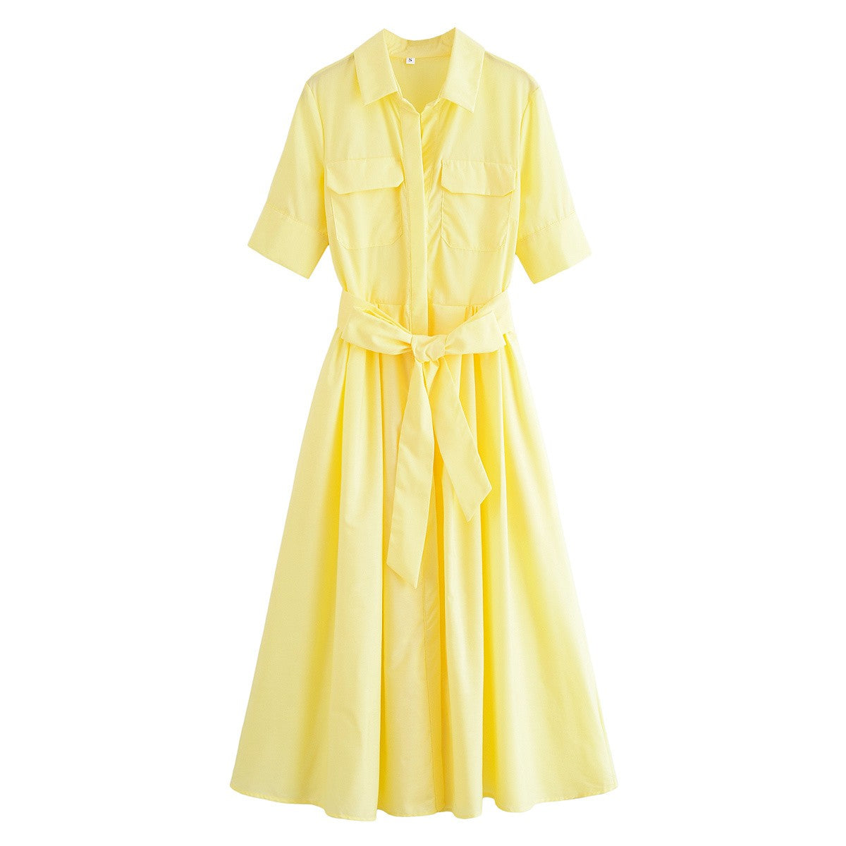 HipSeam Women Dress With Belt Spring Pocket Lady Dress Button Midi Dress Casual