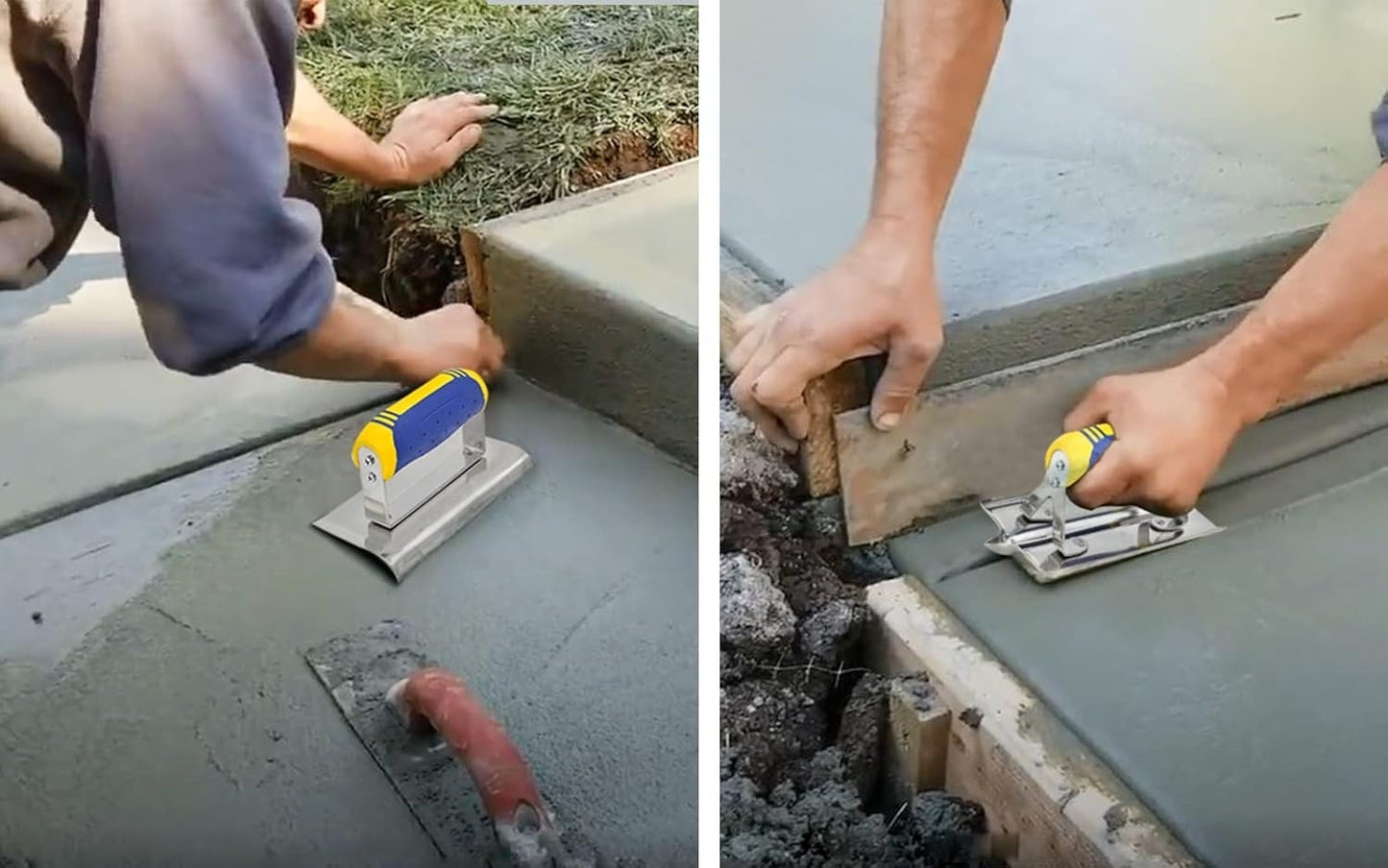 Conjunto de 2 peças de ferramentas para concreto, plaina e sulcador de mão de aço inoxidável, kit de ferramentas de acabamento para gesso e cimento