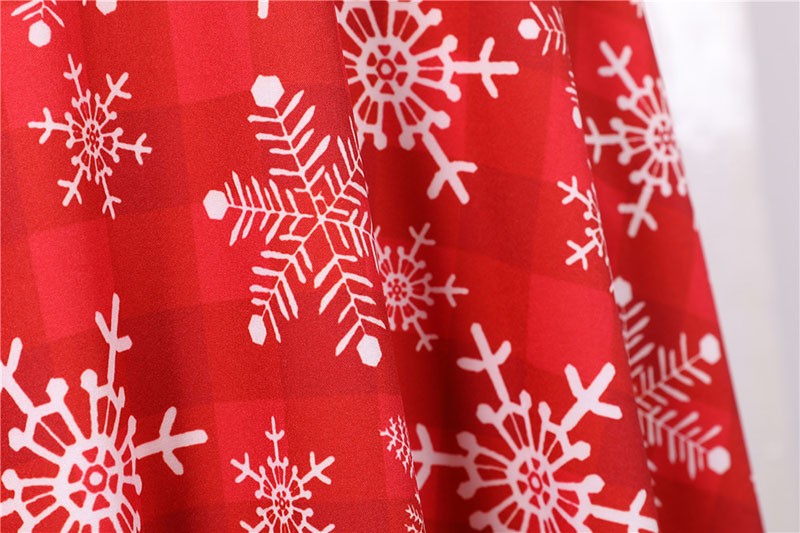 Fashion V-neck Short Sleeve Printed Christmas Dress Large Swing Vintage Elegant Xmas Party Dress
