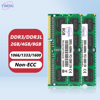 DDR3 DDR3L 4GB 8GB Memória RAM para Notebook PC3 1.5V PC3L 1.35V 1333 1600 1866Mhz Sodimm Memórias RAM 8500 10600 12800 204Pinos Notebook