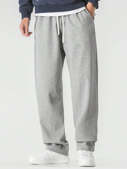 Autumn and winter men's straight knitted sports pants casual comfortable loose straight pants four seasons street wear
