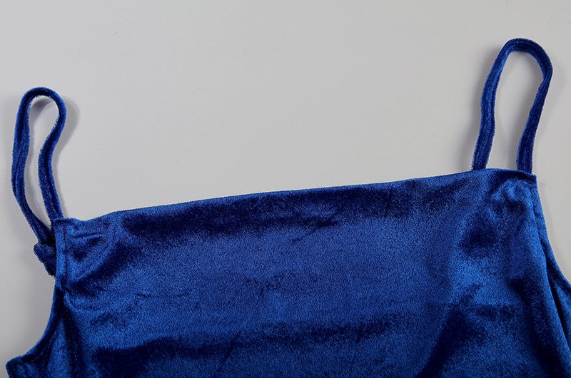 Velvet Swing Collar Sleeveless Slip Sexy Slit Maxi Dress 2024 New Fashion Evening Party Women Elegant Streetwear Y2K