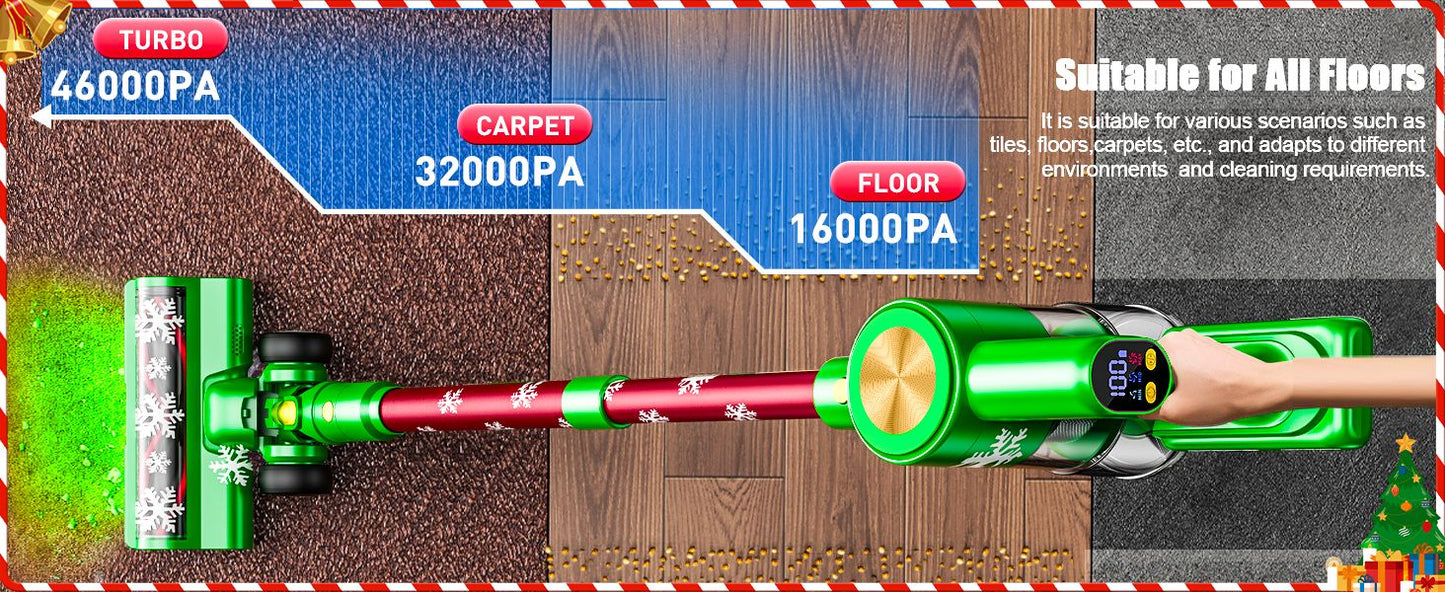 Cordless Vacuum Cleaner, 46Kpa/500W/55Mins Vacuum Cleaners for Home, Self-Standing Rechargeable Vacuum, Christmas Gifts