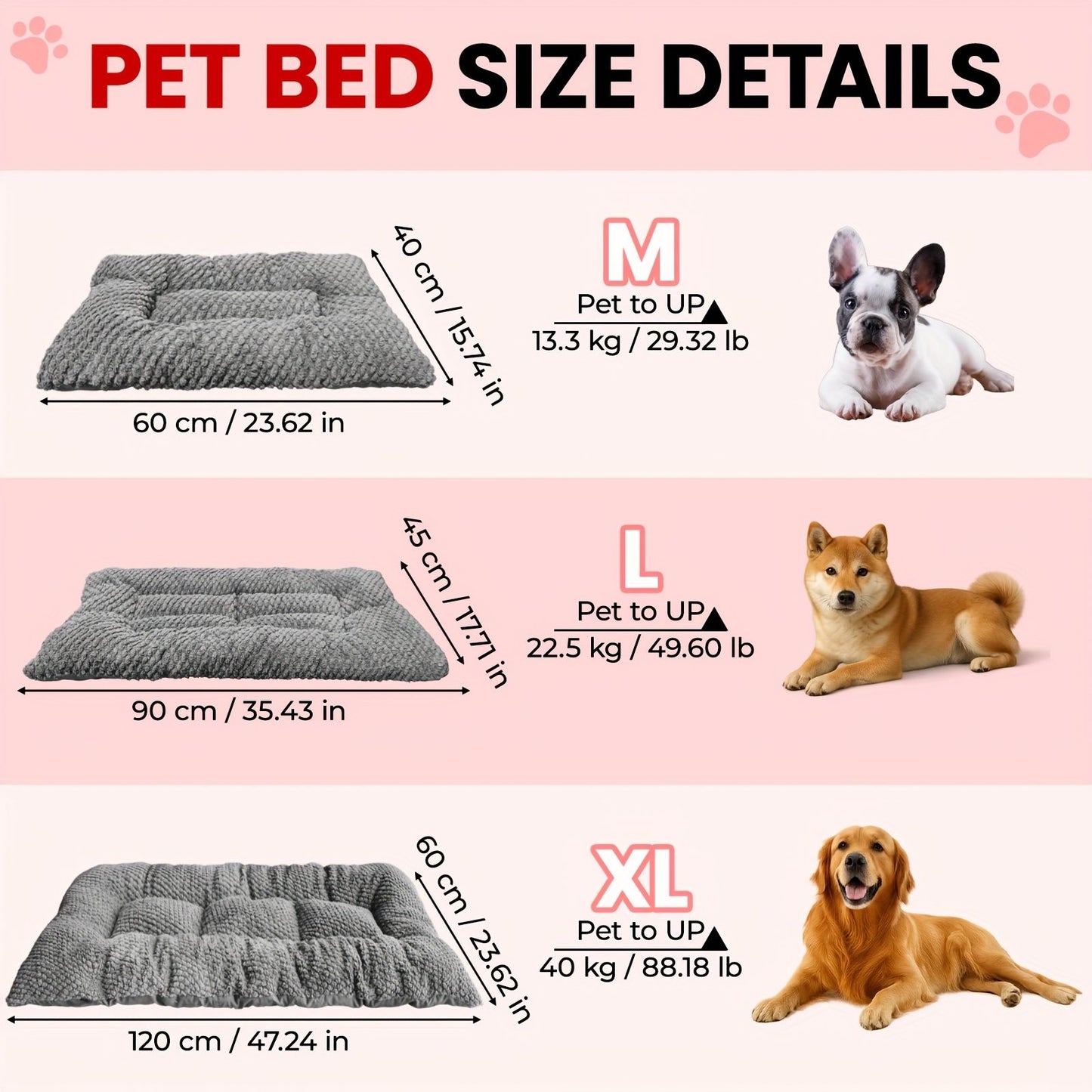 Cama para Cães com Almofada Extra Grande para Caixas de Transporte, Borda Elevada, Colchão de Poliéster Ultramacio com Travesseiro para Cães Pequenos, Médios e Grandes