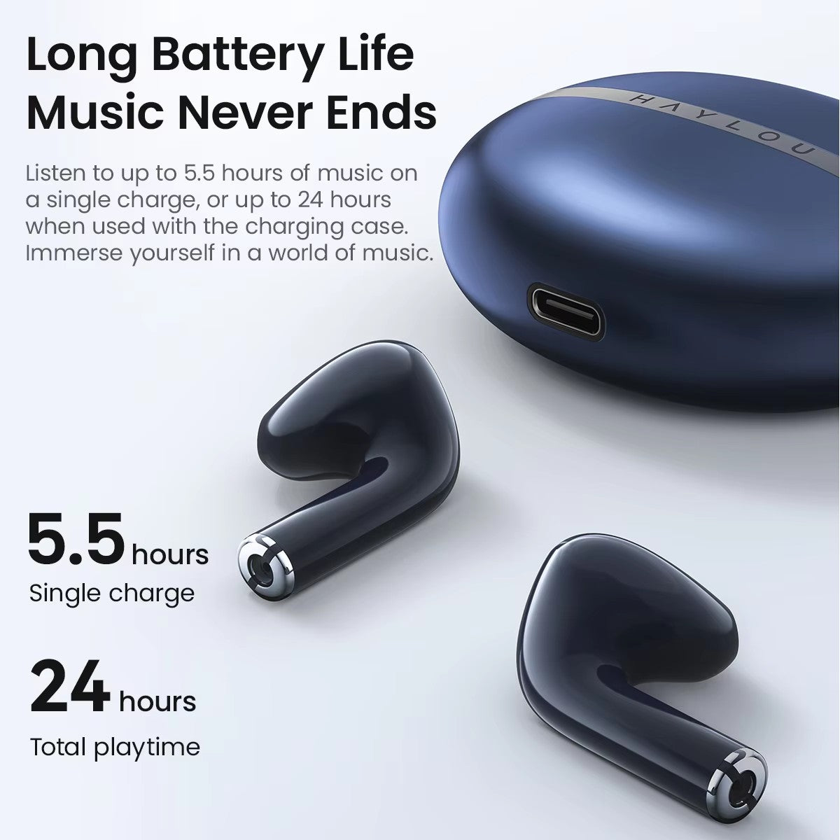 Fones de ouvido HAYLOU X1 2023 True Wireless, estojo metálico, Bluetooth 5.4, bateria de 24 horas, fones de ouvido semi-intra-auriculares