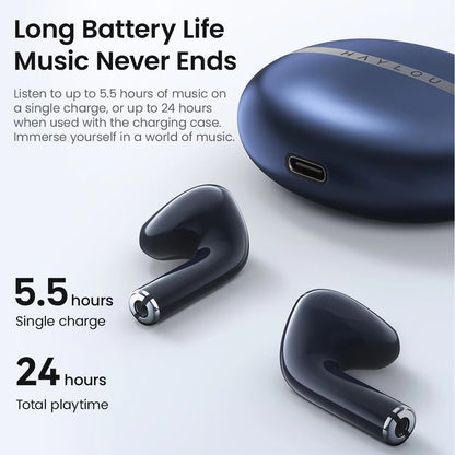 Fones de ouvido HAYLOU X1 2023 True Wireless, estojo metálico, Bluetooth 5.4, bateria de 24 horas, fones de ouvido semi-intra-auriculares