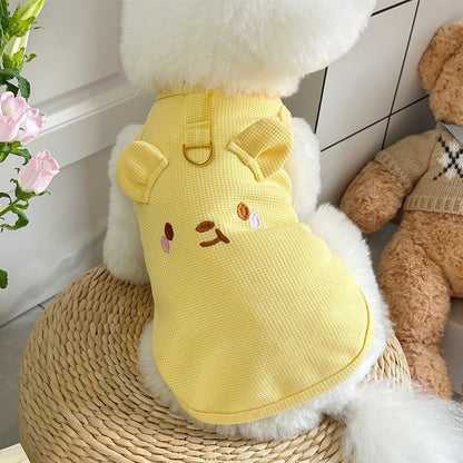 Colete Fofo para Pets Tecido Waffle Respirável Macio e Confortável com Fivela de Tração Adequado para Cães e Gatos na Primavera/Verão