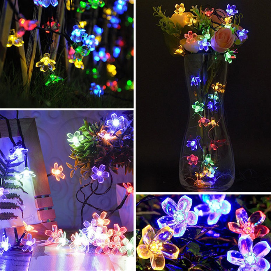 10/20M Cherry Blossom Garland Fairy Lights Indoor Christmas Decoration String Lights 200LED for Wedding Pink Party Decorations