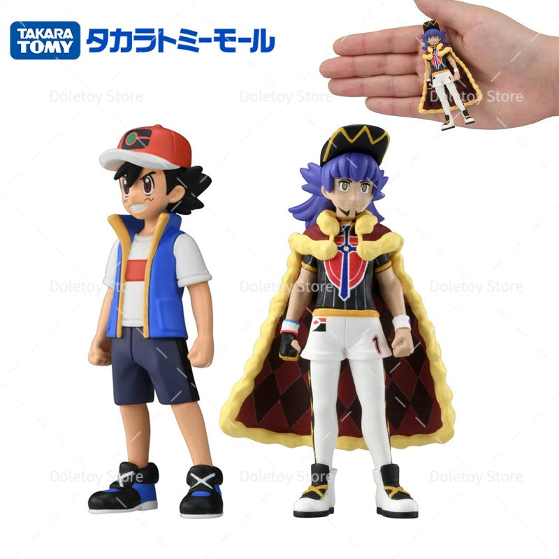 TOMY Pokémon Boneco Treinador Friede Ash Ketchum Leon Liko Cynthia Takara Tomy Bonecos de Ação PVC Série Coleção Monstro Brinquedos