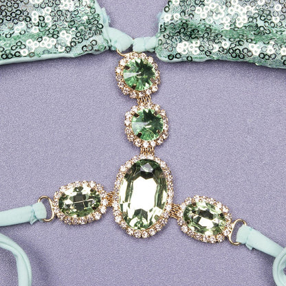 Sequins Sexy Bikinis Swimsuit With Rhinestones Women Swimwear Female Push Up Bikini Beach Swim Wear Bathing Suits Pool Bather