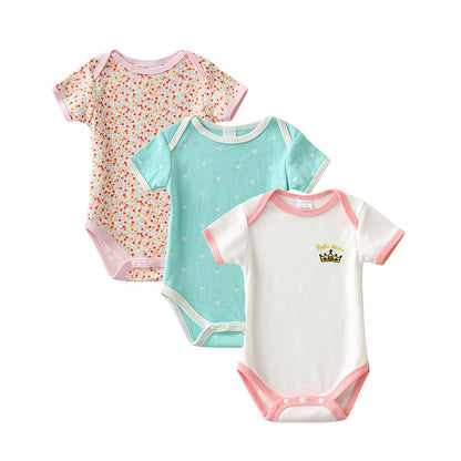 3Pcs Baby Girl Romper Summer Short Sleeve Newborn Boy Playsuit Baby Girl Clothes Set