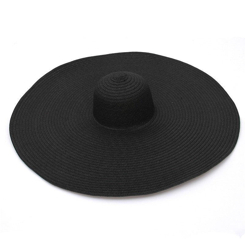 Big Beach Sun Straw Hat 30 40cm Brim 80 100cm Diameter Women Round Protect Travel Holiday Caps Foldable Super Large Straw Hat