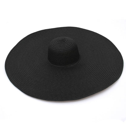 Big Beach Sun Straw Hat 30 40cm Brim 80 100cm Diameter Women Round Protect Travel Holiday Caps Foldable Super Large Straw Hat