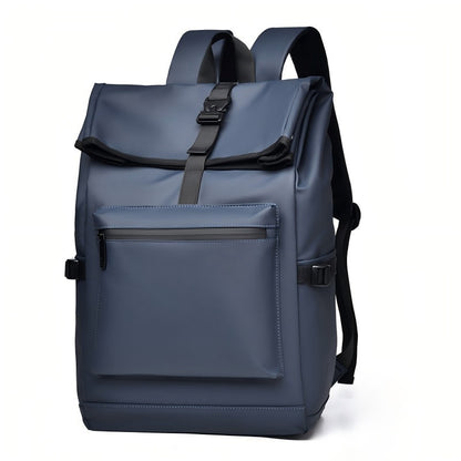 Mochila de Grande Capacidade - Mochila de Viagem e Deslocamento Preta Sólida Estilosa com Alças Ajustáveis, Vários Compartimentos, Mochila de Viagem