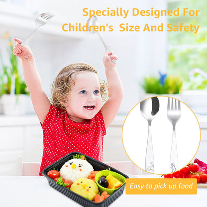 Conjunto de Talheres de Aço Inoxidável Infantil 10/20 Peças, Incluindo Colher e Garfo, Talheres Infantis para Festas e Feriados