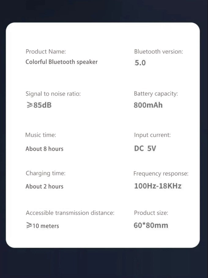 Mini Caixa de Som Bluetooth de Alta Qualidade para Celular, Áudio, Luz RGB, Caixa de Som Sem Fio, Subwoofer Portátil, Som para Home Theater