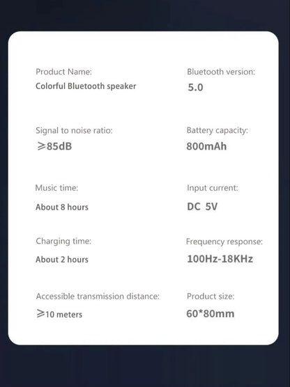Mini Caixa de Som Bluetooth de Alta Qualidade para Celular, Áudio, Luz RGB, Caixa de Som Sem Fio, Subwoofer Portátil, Som para Home Theater