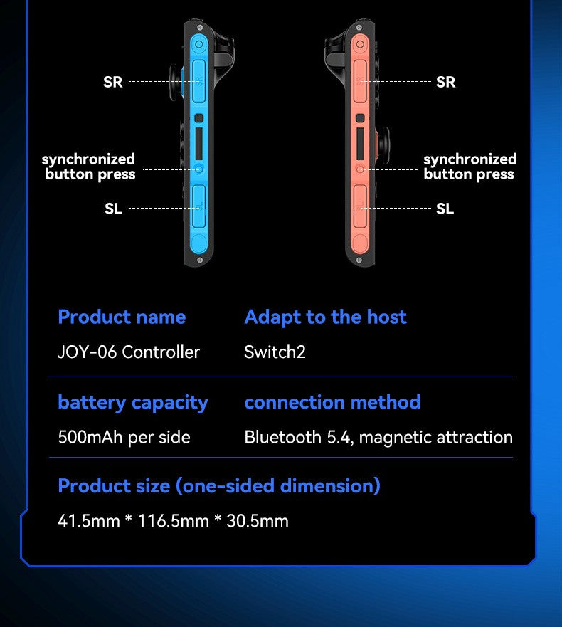 JOY-06 Wireless Game Controller For Switch 2 Magnetic Bluetooth Gamepad with 9-Axis Gyroscope RGB Light Wake-up For NS2 Joycons