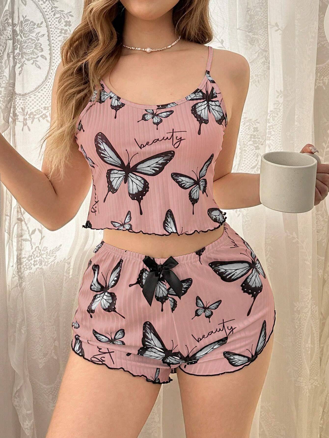 Casual Printed Pajamas For Women Two Pieces Sleepwear Women's Pajama Shorts Loungewear Sets Nightwear Female Home Suit Clothes