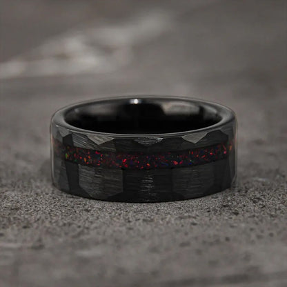 Anéis de Tungstênio Preto 8MM anéis de compromisso masculinos de moda joias masculinas alianças de casamento opala anéis de noivado presente