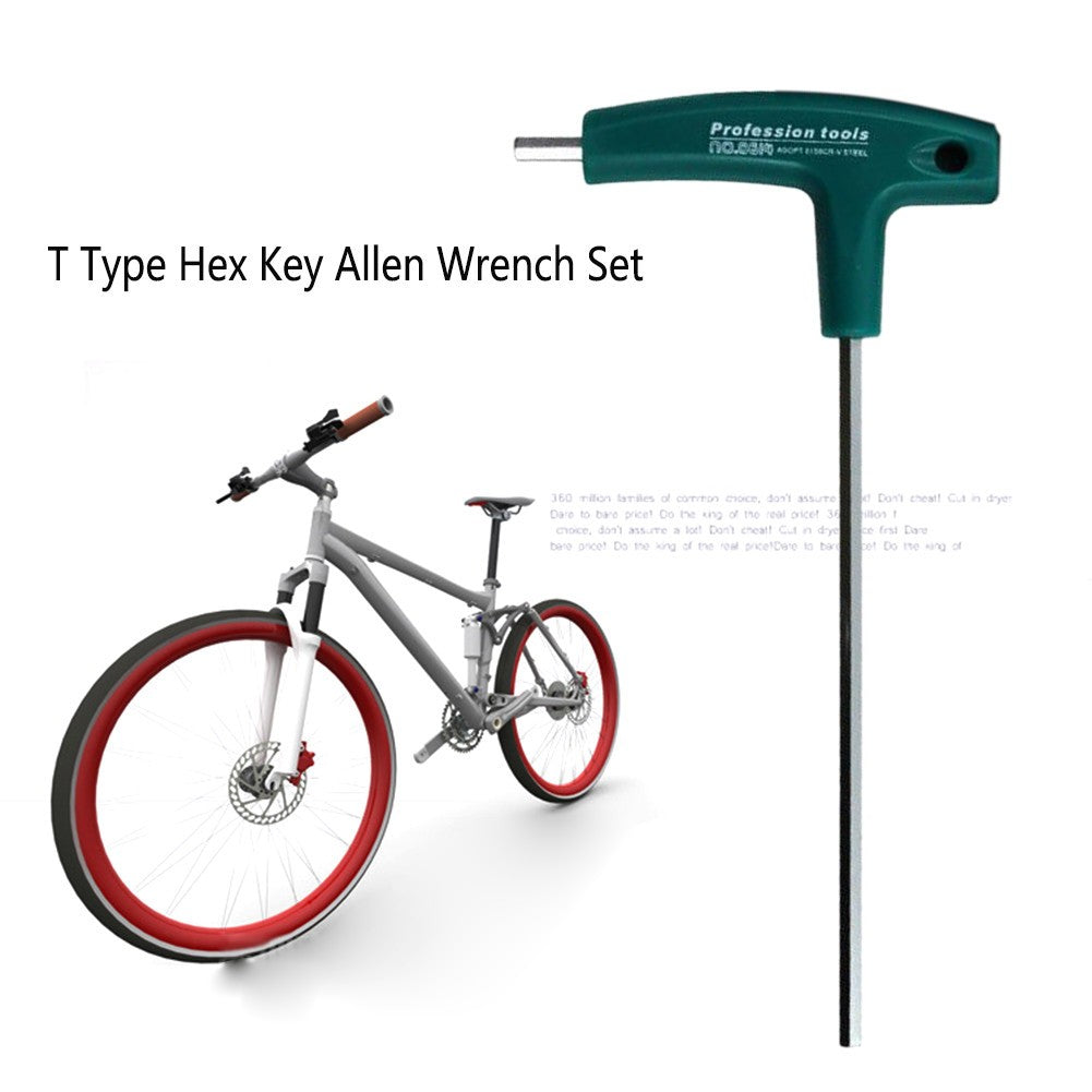 T-Type Hex Key Allen Wrench Set 1.5-6mm Hexagonal Wrench with Rubber Handle for Bicycle Motorcycle Car Repairing Wrench Tools