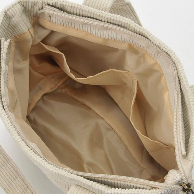 Disney Series Cute Snoopy Corduroy Tote Bag Casual Hundred Students Large Capacity Handbag Zipper Shoulder Large Bag