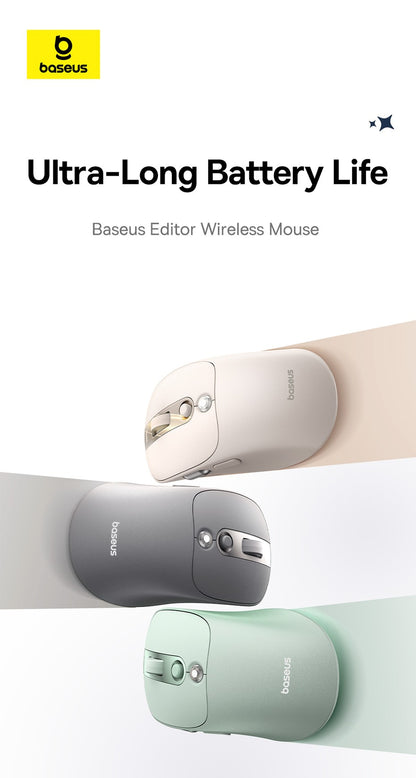 Mouse Sem Fio Baseus Editor Pro Bluetooth 5.1 Modo Duplo Bateria de Longa Duração Recarregável Ergonômico de Escritório com Display
