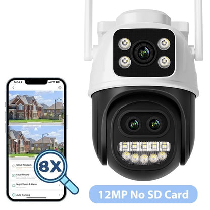 BESDER 12MP 6K PTZ Wifi Camera Dual Lens 8X Digital Zoom AI Human Detection Outdoor 8MP CCTV IP Camera Security Protection iCSee