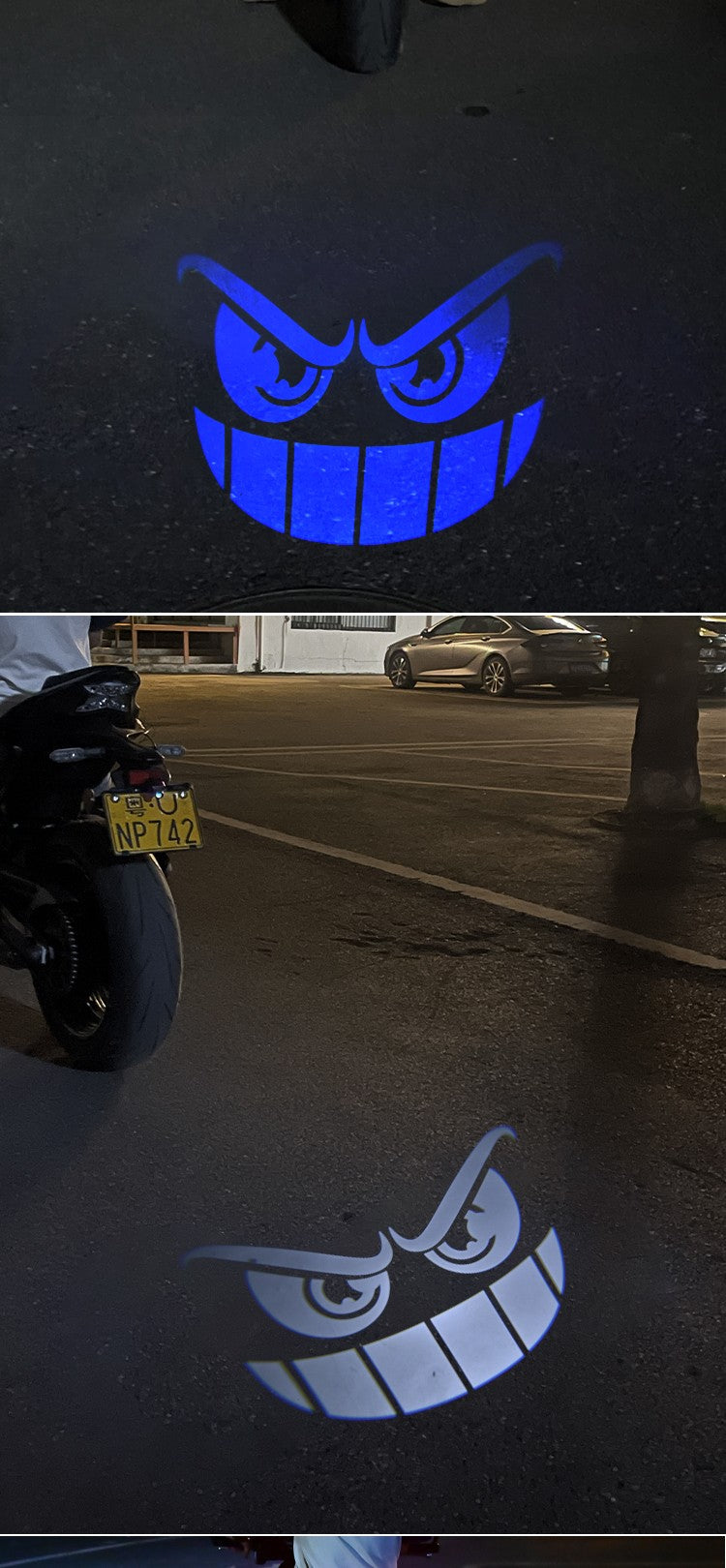 Luzes de Projeção Traseira de LED para Motocicleta Olho de Diabo Luzes de Chão para Veículos Elétricos Luzes Ambiente de LED Luz de Aviso de Alto Brilho